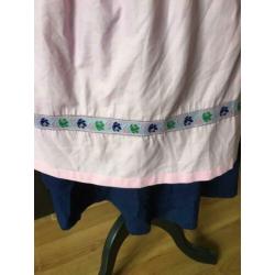Carnaval blauw met roze Tiroler jurk met blouse en schort M