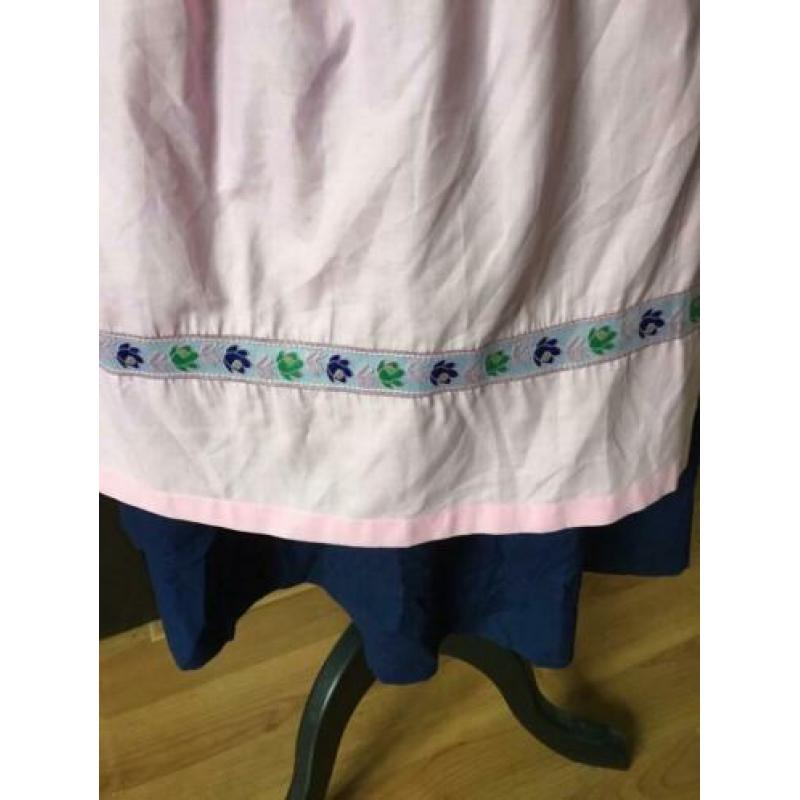 Carnaval blauw met roze Tiroler jurk met blouse en schort M