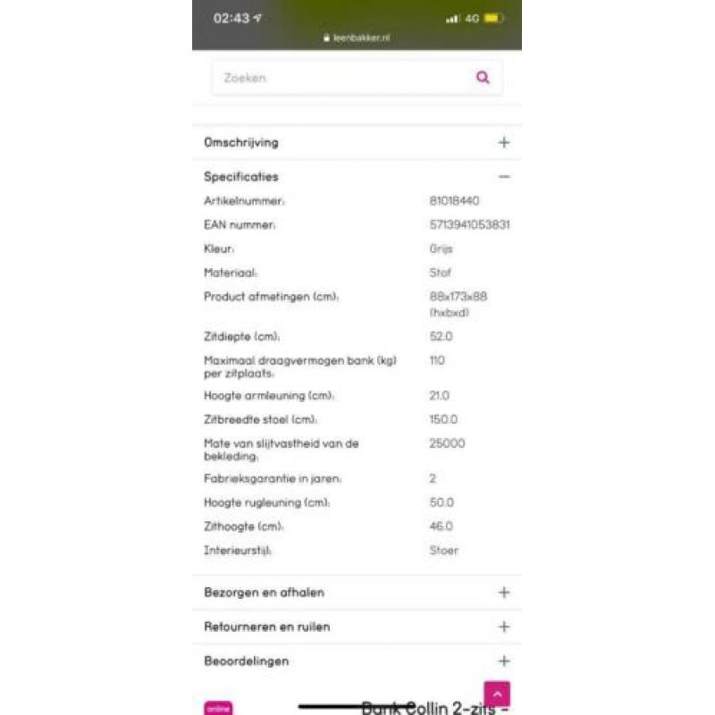Mooie grijze 2,5 zits bank
