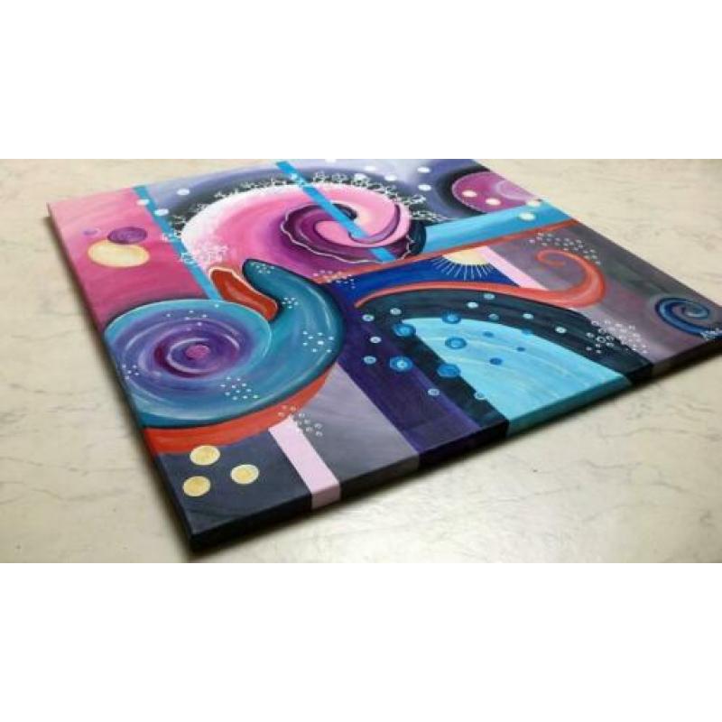 Nieuw kleurrijk handgeschilderd schilderij / roze & blauw