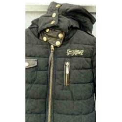 CARS JEANS zwart gewatteerd jas met goudaccenten mt XS