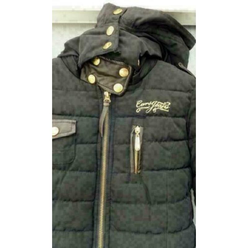CARS JEANS zwart gewatteerd jas met goudaccenten mt XS