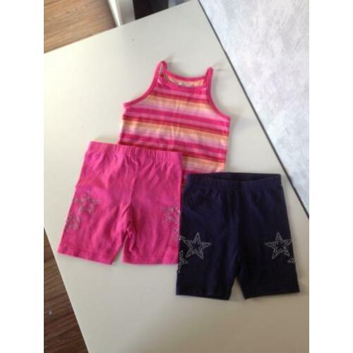 meisjes zomer setje topje rose oranje +rose +blauwe legging