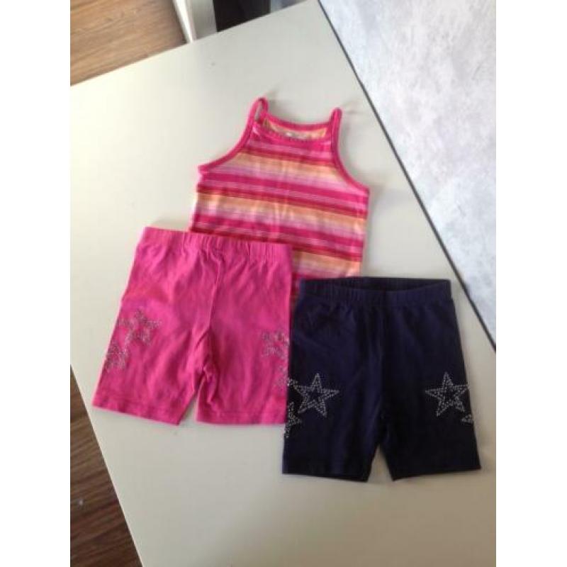 meisjes zomer setje topje rose oranje +rose +blauwe legging