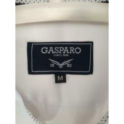 Witte blouse, donkerblauwe accenten, M