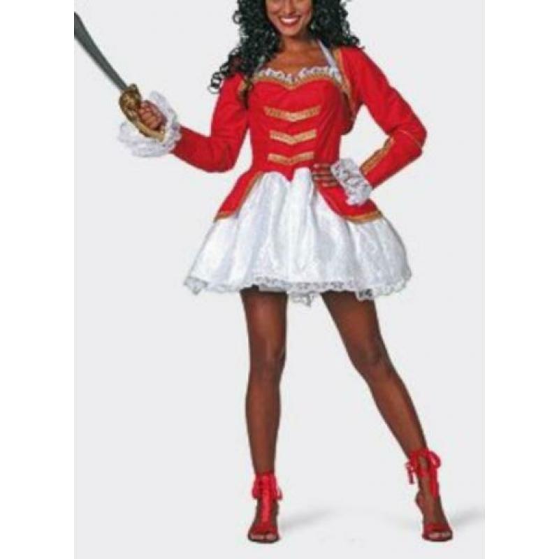 Leuke rood/wit/gouden PIRAAT/ZEEROVER/PIRATES jurk + bolero