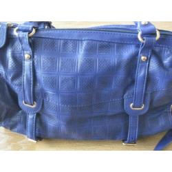 Blauwe lederlook handtas/schoudertas