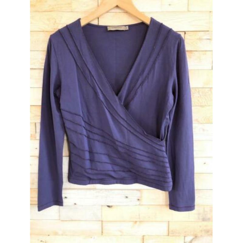 Turnover blauw/paarse overslag top, maat M - wyp