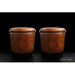 Chesterfield style Clubfauteuils in AA klasse schapenleer
