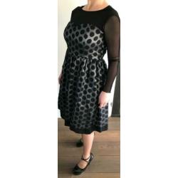 jurk,retro,fifties,feest,vintage,sexy,zwart,polkadot,nopjes