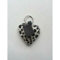 Leren sleutelhanger hartje vacht + personalisatie