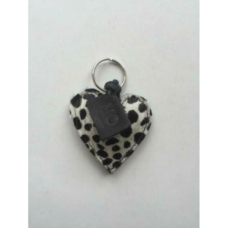 Leren sleutelhanger hartje vacht + personalisatie