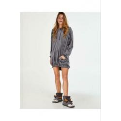 Hunkemöller badjas velours hoodie lounge jurk huispak grijs