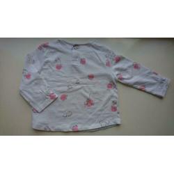 Grappig, wit shirt met poesjes, Zara, maat 74 (68)