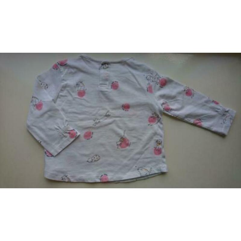 Grappig, wit shirt met poesjes, Zara, maat 74 (68)
