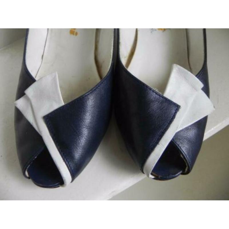 2208 VINTAGE Carlini peeptoe pumps strik 38 39