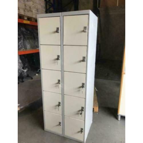 Lockerkast Oostwoud 10 deurs afm. 180x70x50cm cremewit/grijs