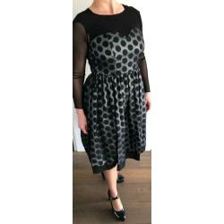 jurk,retro,fifties,feest,vintage,sexy,zwart,polkadot,nopjes