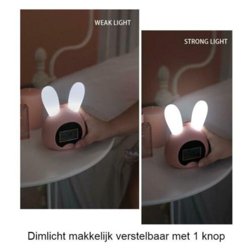 Alarm - Slaaptrainer - Nachtlampje - USB oplaadbaar - Roze -