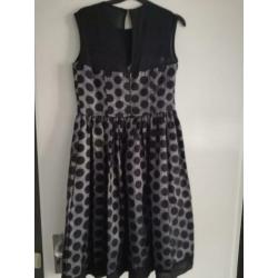 jurk,retro,fifties,feest,vintage,sexy,zwart,polkadot,nopjes