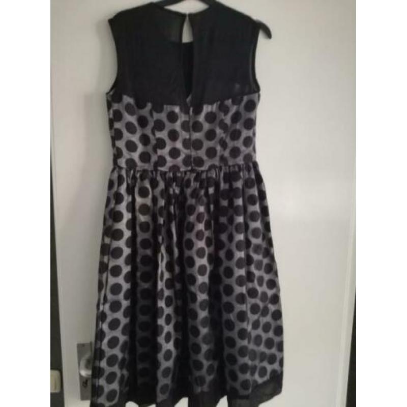 jurk,retro,fifties,feest,vintage,sexy,zwart,polkadot,nopjes