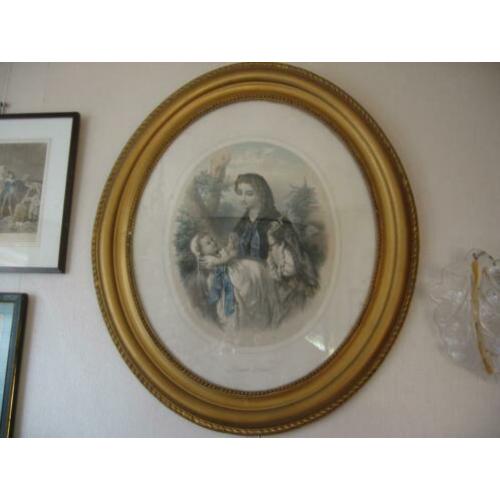 Grote lijst met plaat/ litho