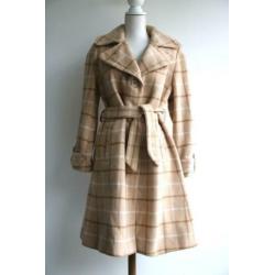 Vintage retro jas wol wollen camel maat 36 38