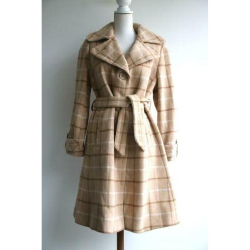 Vintage retro jas wol wollen camel maat 36 38