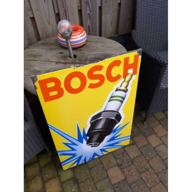 antiek jaren 50 emaille reclamebord bosh bougie oud garage