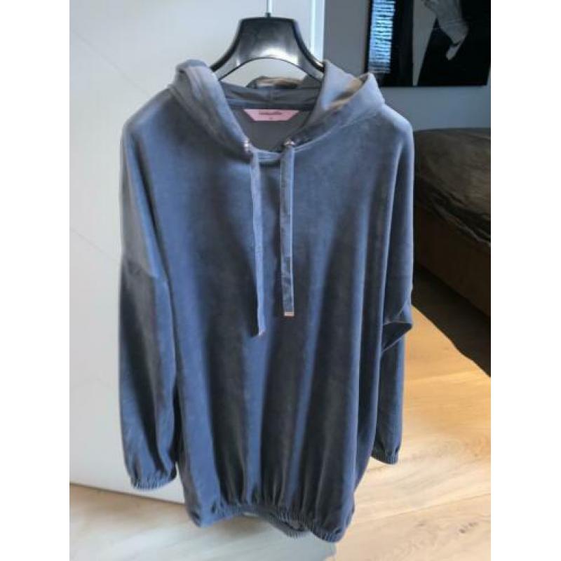 Hunkemöller badjas velours hoodie lounge jurk huispak grijs