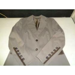 ST. EMILE taupe kleurige blazer met fluweel afgezet