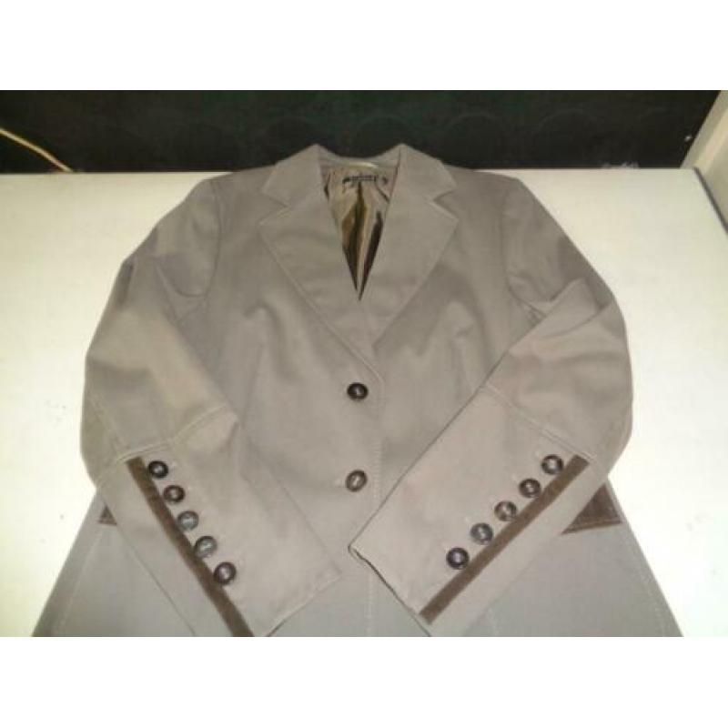 ST. EMILE taupe kleurige blazer met fluweel afgezet