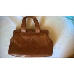 Vintage leren bruine handtas marokkaans