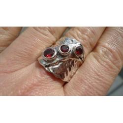 925 zilver design ring met granaat maat 19 1/4 - RESERVE