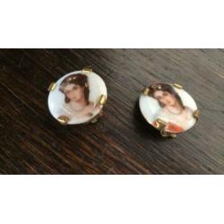 Oorclips ..Limoges porselein diam. 2 cm