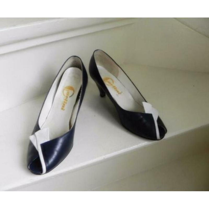 2208 VINTAGE Carlini peeptoe pumps strik 38 39