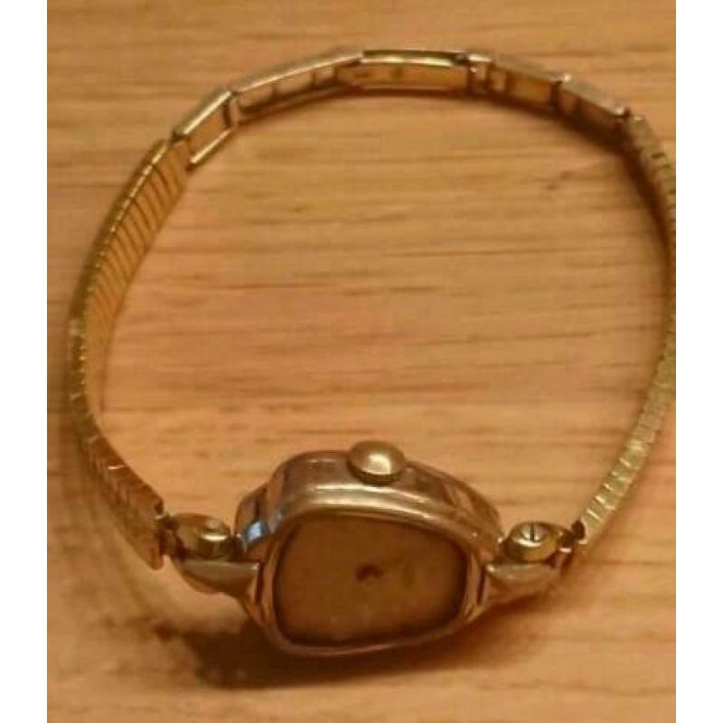 Vintage dameshorloge mechanisch goldplated.