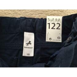 Nieuwe stoere donkerblauwe linnen broek, maat 122.