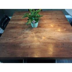 mooie teak houten eetkamer tafel, 1.4 x 1.4 m