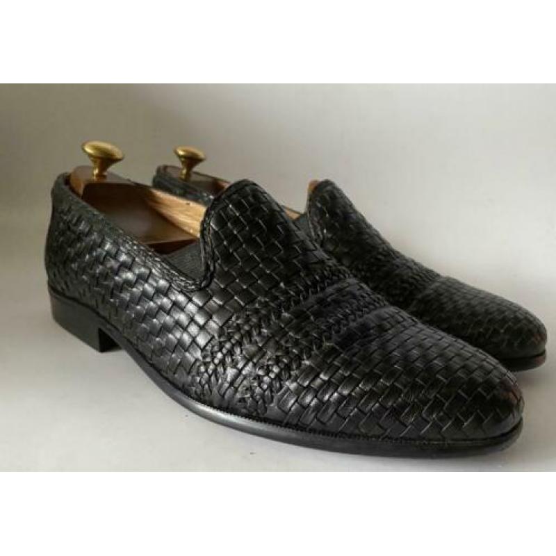M.John. Stijlvolle zwarte leren schoenen/instappers. Mt 46.