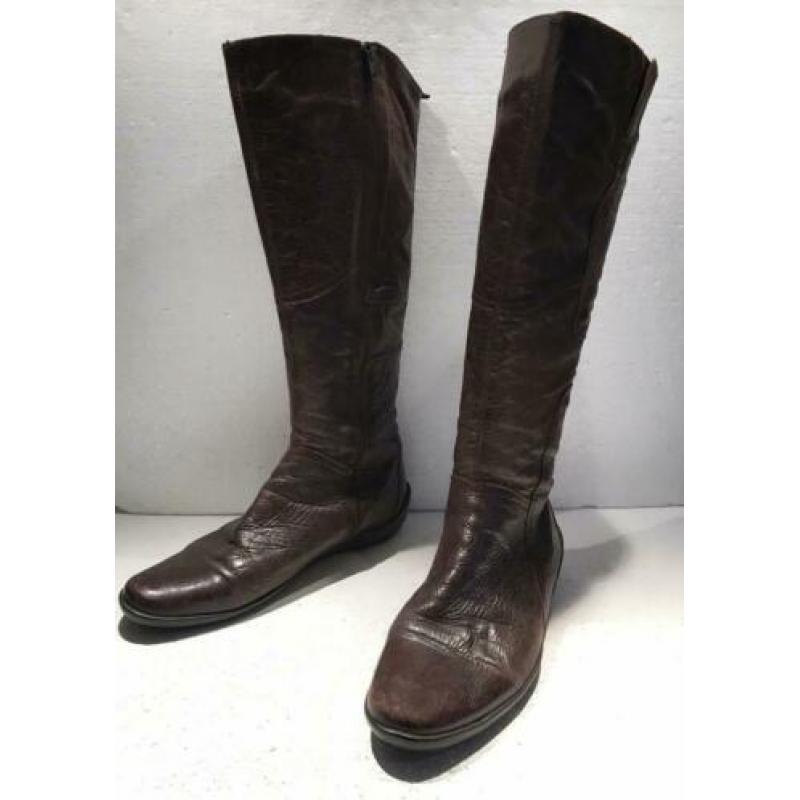 DESIGN HOGE DAMES LAARZEN SOEPEL LEDER BRUIN maat 38 / 38,5
