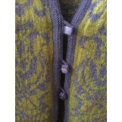 Noors Oleana vest paars groen wol S