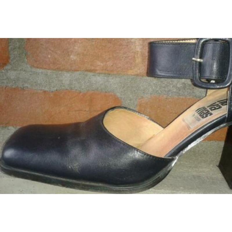 100% kalfsleder pumps Italiaans Donkerblauw hak *40* GELEN