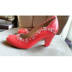 NIEUW geweldig leuke hippe rood leren pumps, Cristofoli 39