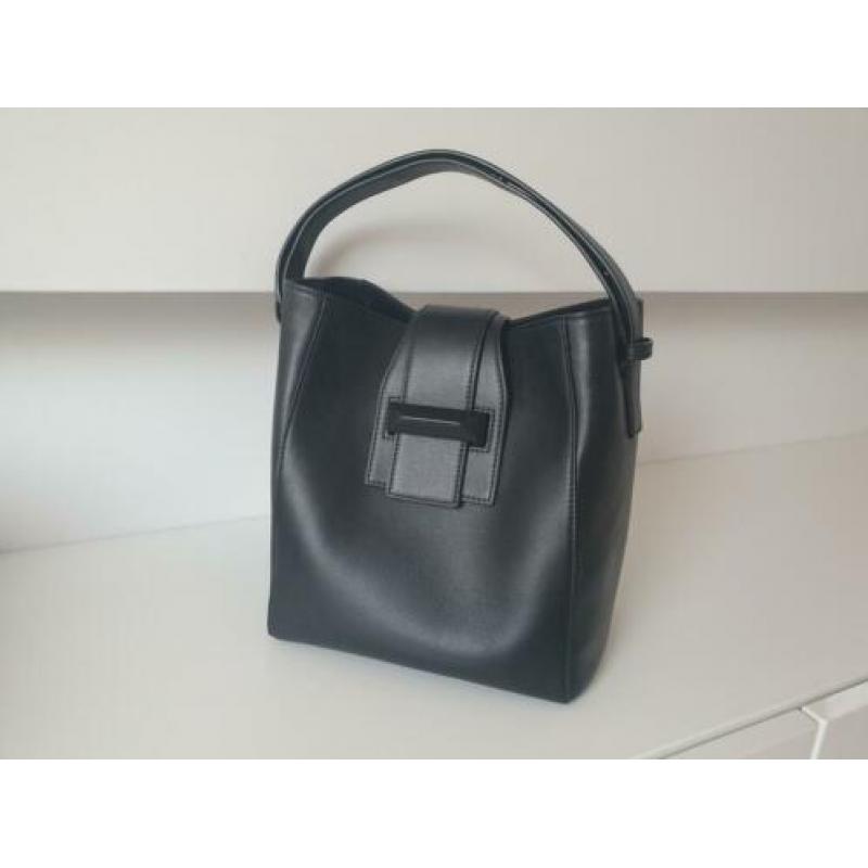 Handtas Max Mara zwart leer