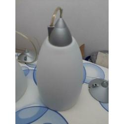 Set van 3 hanglampen,glas melkwit