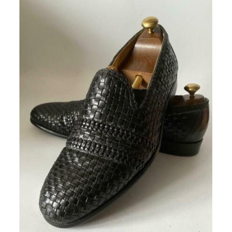 M.John. Stijlvolle zwarte leren schoenen/instappers. Mt 46.
