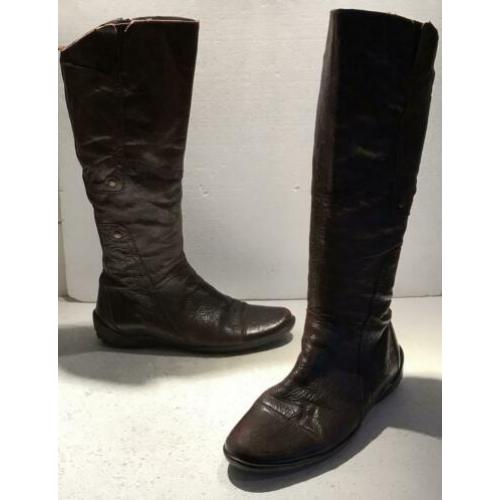 DESIGN HOGE DAMES LAARZEN SOEPEL LEDER BRUIN maat 38 / 38,5