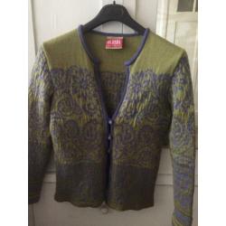 Noors Oleana vest paars groen wol S