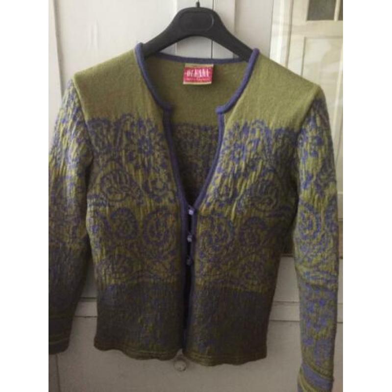 Noors Oleana vest paars groen wol S
